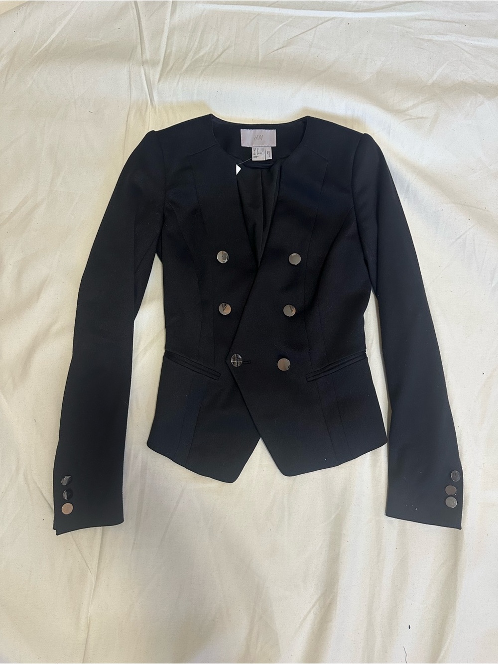 H&M Black Double-Breasted Women's Tailored Blazer. Size 2